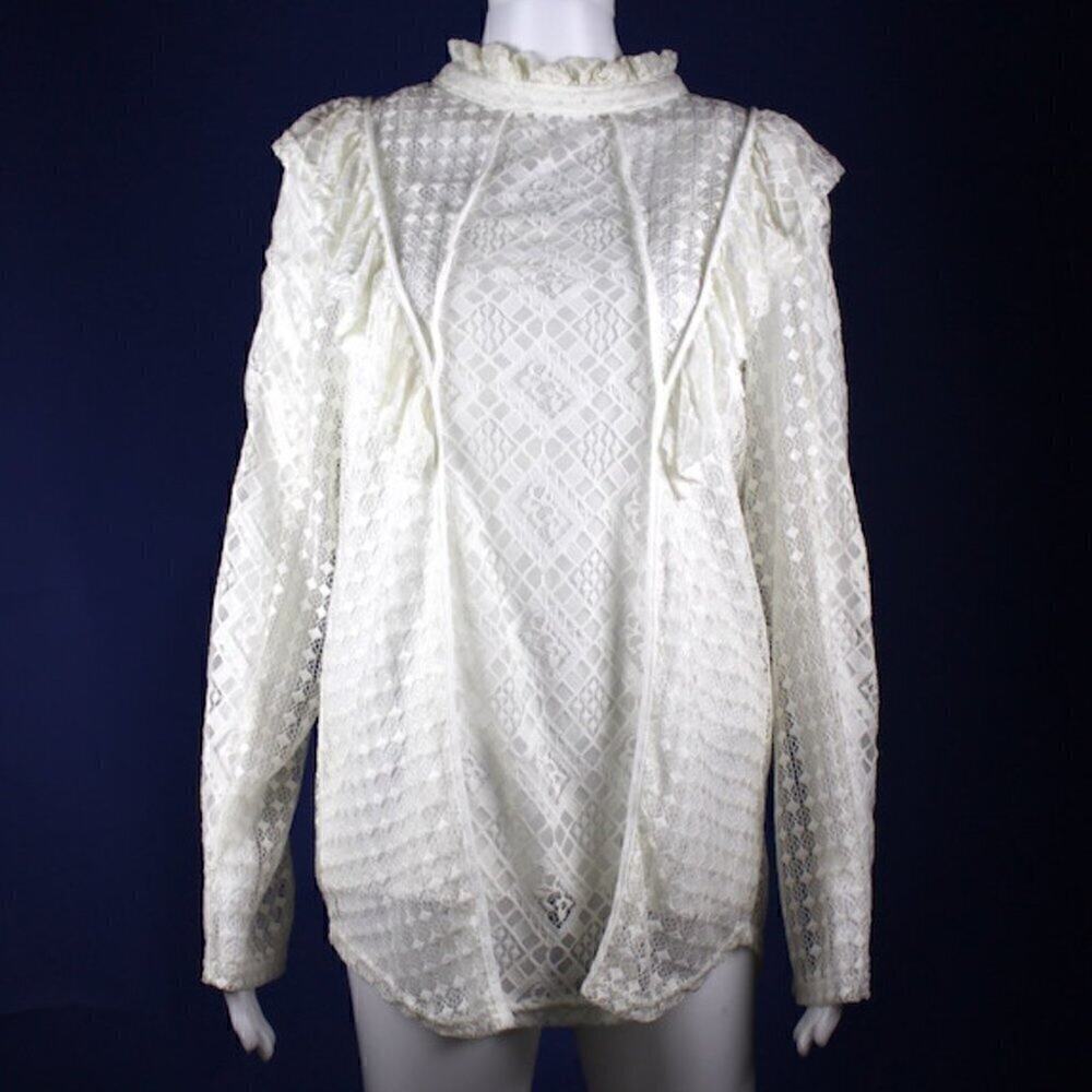 Suzanne Betro Lace Blouse NWT Large Ivory Romantic Victorian Cottagecore